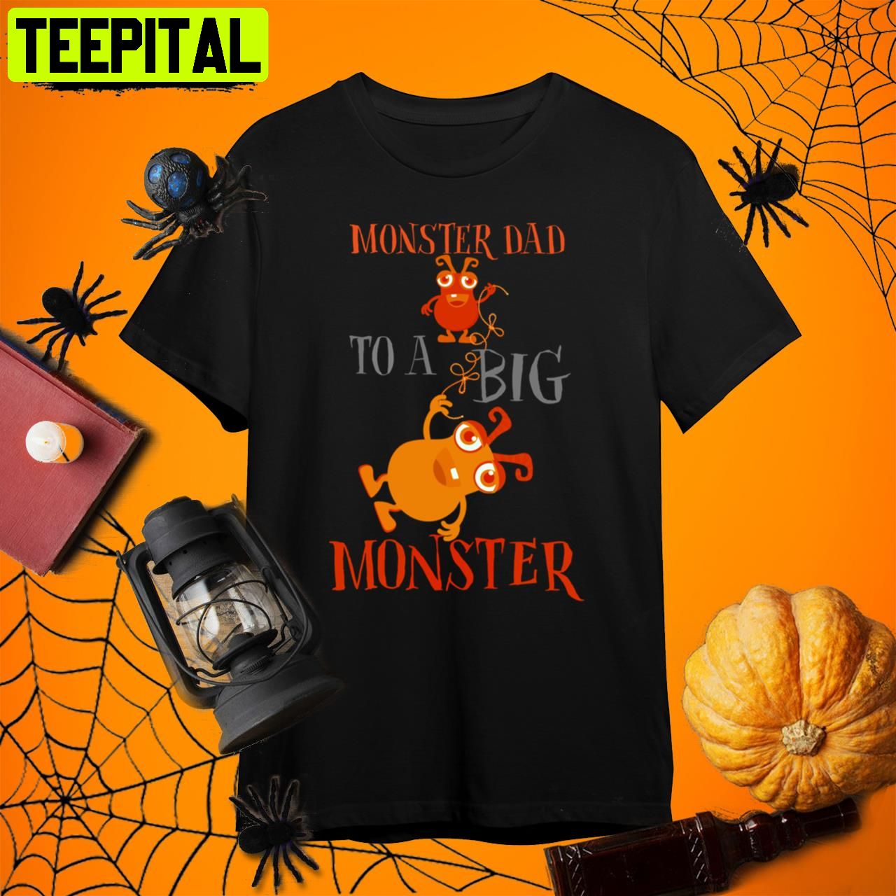 Monster Dad To A Big Monster Halloween Single Dad Retro Art Unisex T-Shirt Monster Dad To A Big Monster Halloween Single Dad Retro Art Unisex T-Shirt