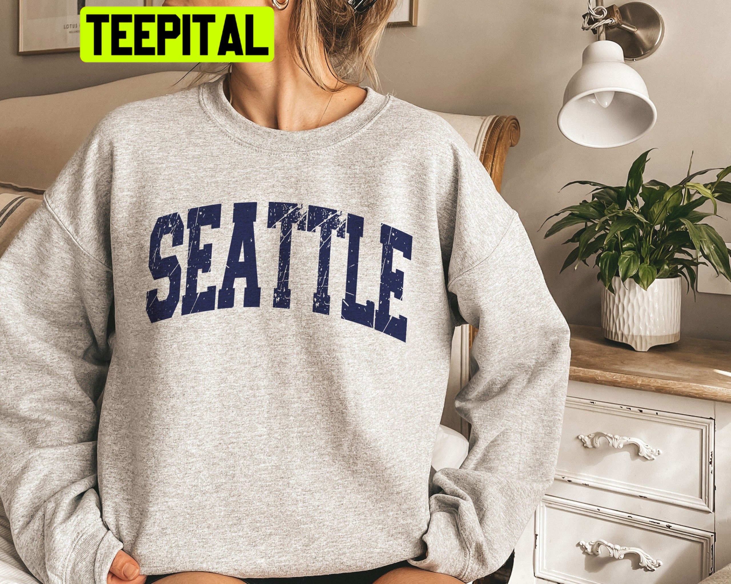 Navy Seattle Collegiate Adult And Youth Unisex Sweatshirt Navy Seattle Collegiate Adult And Youth Unisex Sweatshirt