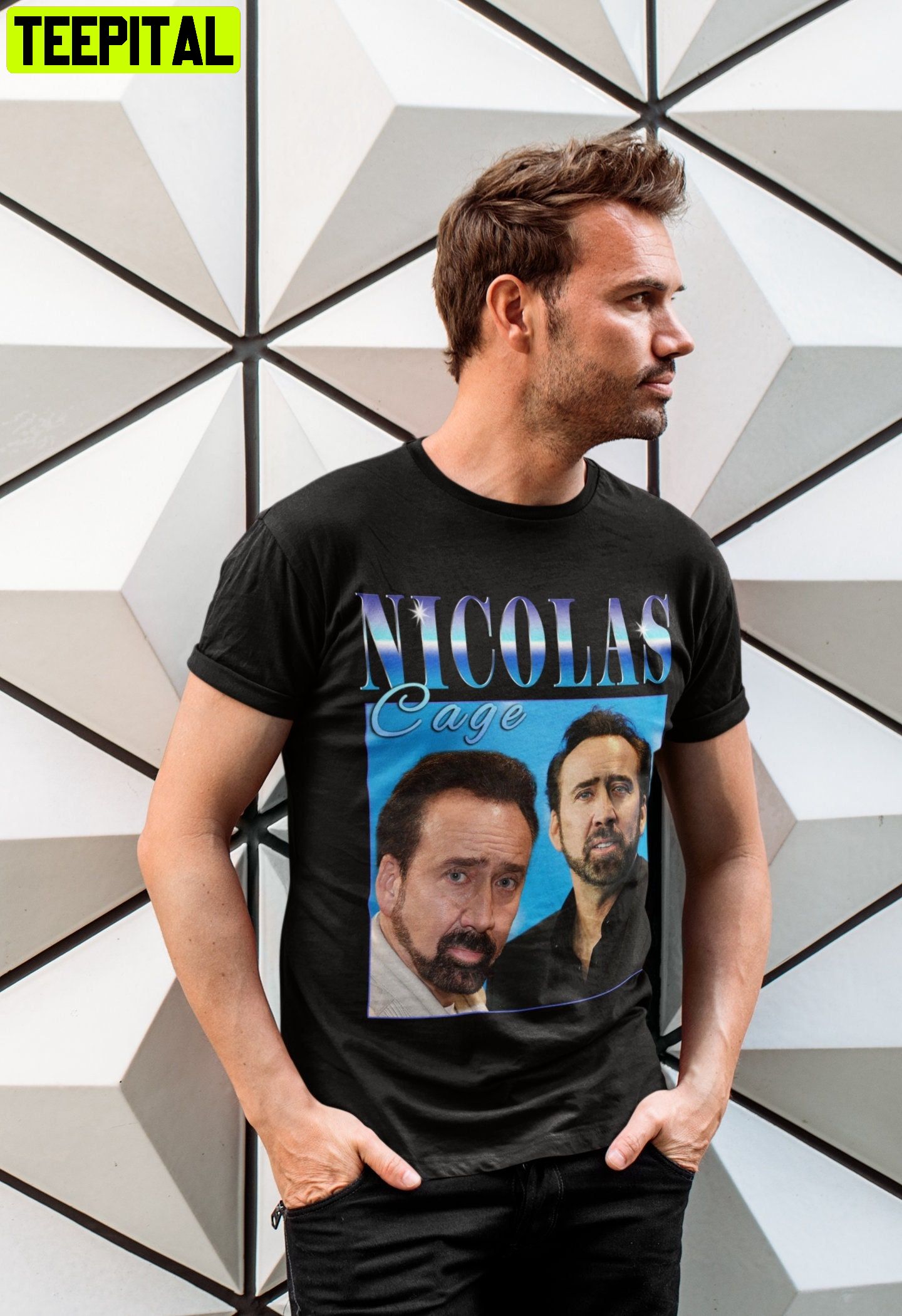 Nicolas Cage Celebrity Actor Retro Design T-Shirt Nicolas Cage Celebrity Actor Retro Design T-Shirt