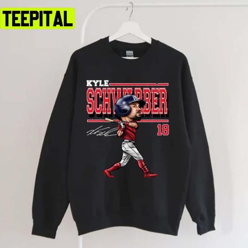 Number 18 Baseball Player Kyle Schwarber Cartoon Unisex T-Shirt