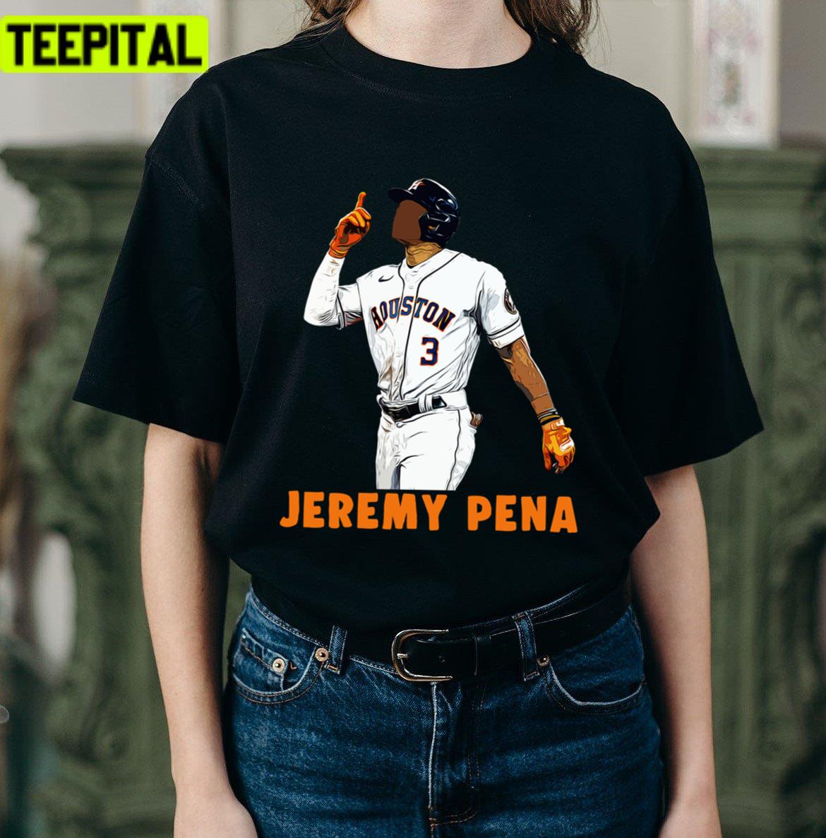 Number 3 Jeremy Pena Celebration Houston Astros Unisex T-Shirt Number 3 Jeremy Pena Celebration Houston Astros Unisex T-Shirt