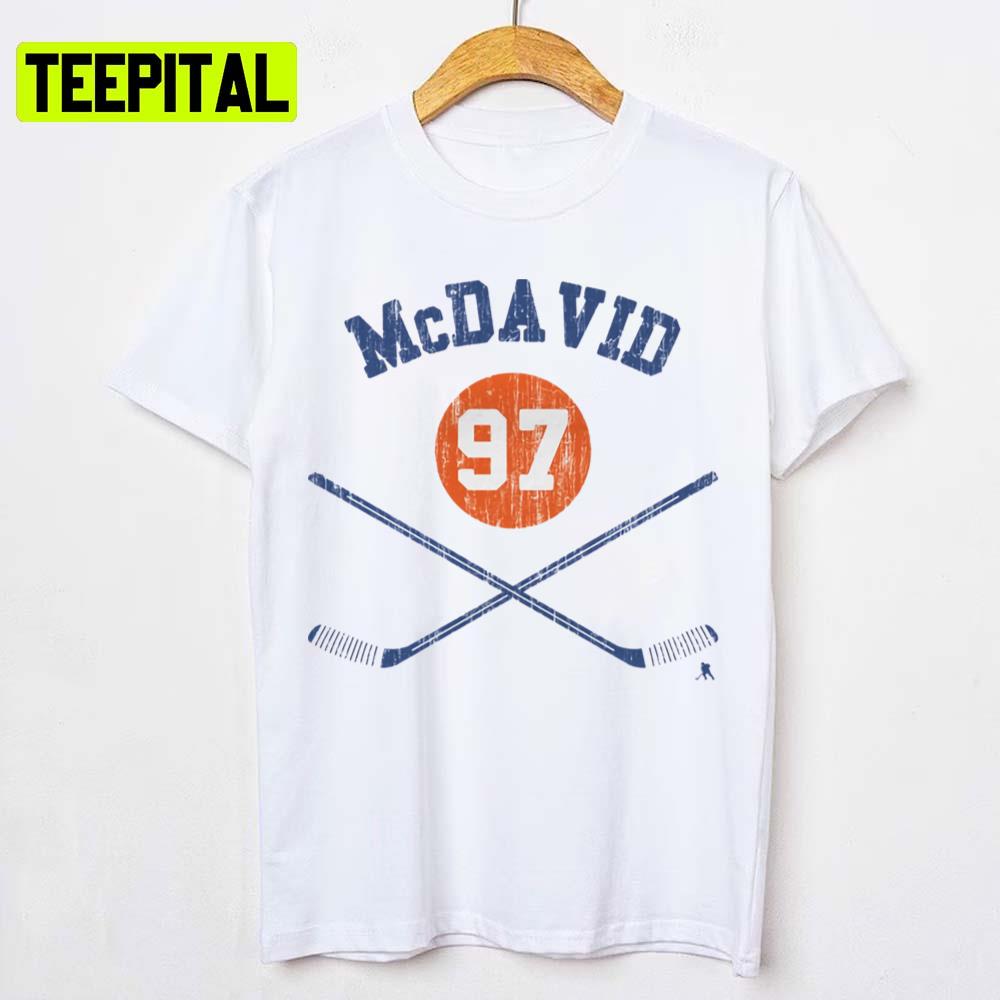 Number 97 Ice Hockey Connor Mcdavid Sticks Unisex T-Shirt Number 97 Ice Hockey Connor Mcdavid Sticks Unisex T-Shirt