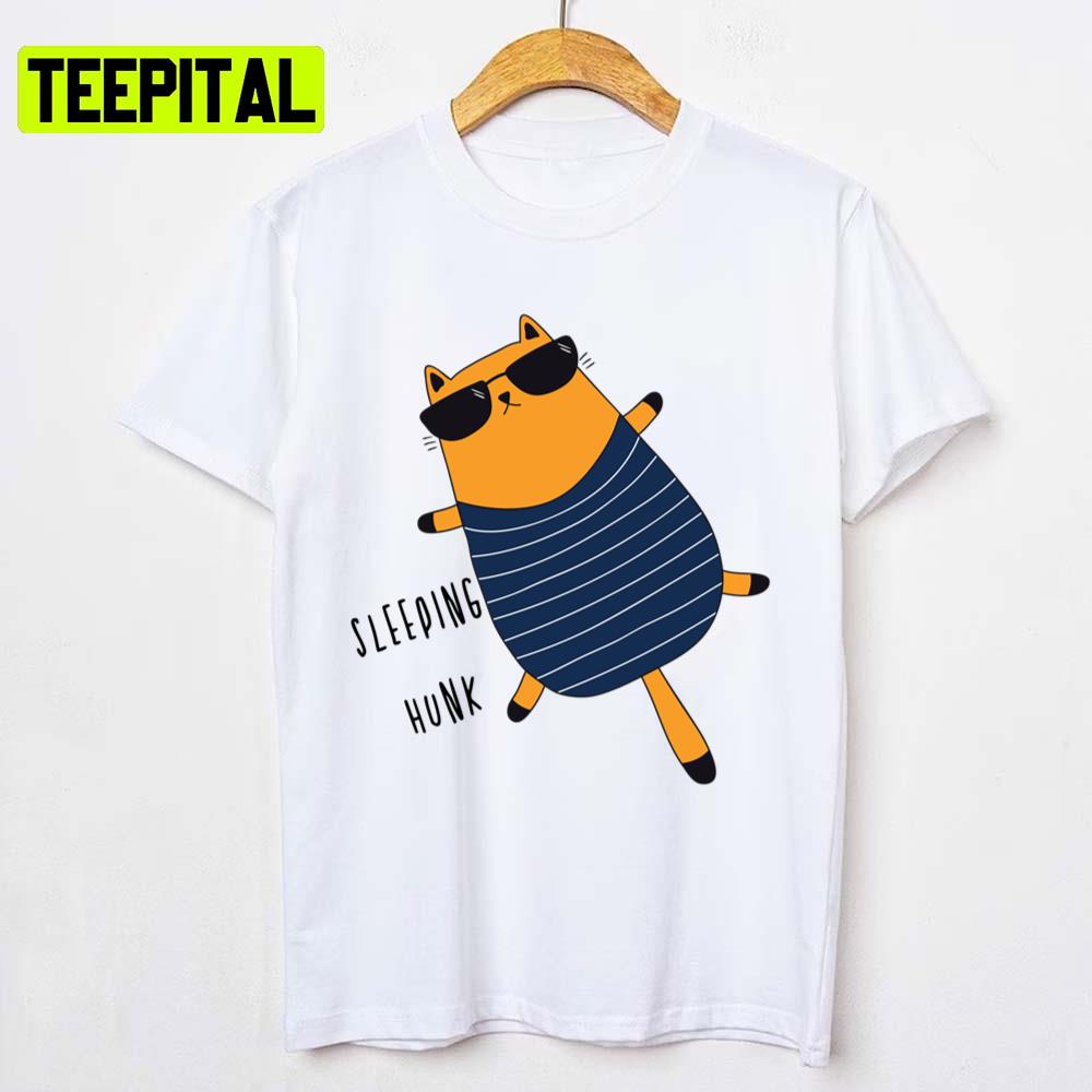 Orange Cat Cool Cat Sunglasses Sleeping Hunk Unisex T-Shirt Orange Cat Cool Cat Sunglasses Sleeping Hunk Unisex T-Shirt