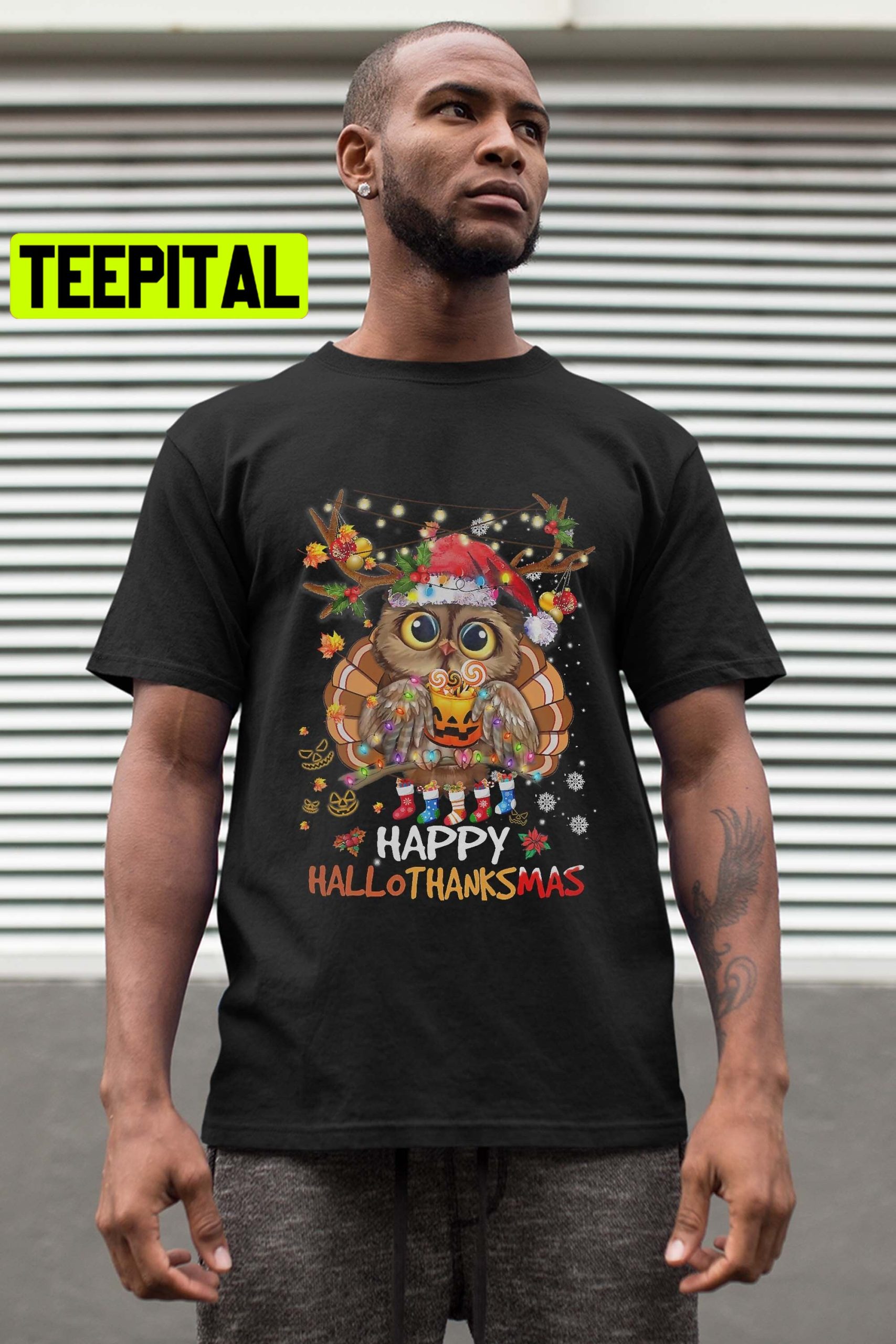 Owl Thankgiving Halloween Christmas Happy Hallothanksmas Trending Unisex Shirt Owl Thankgiving Halloween Christmas Happy Hallothanksmas Trending Unisex Shirt