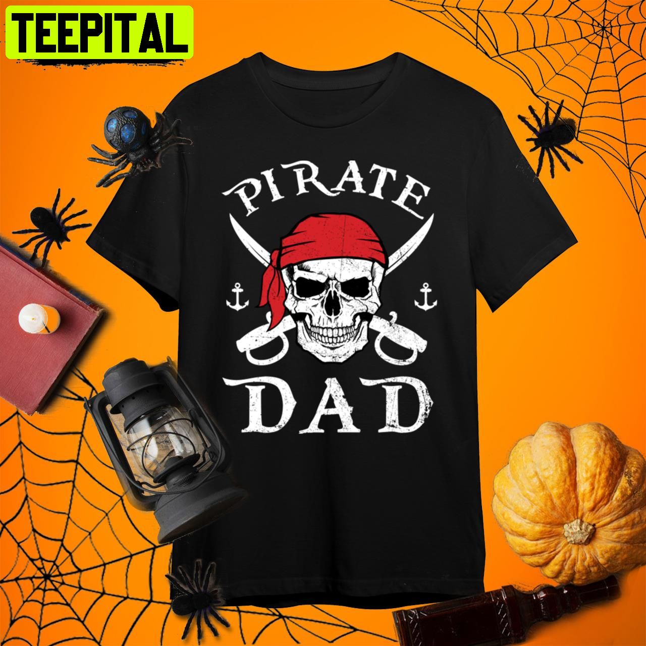 Pirate Dad Skull Halloween Single Dad Retro Art Unisex T-Shirt Pirate Dad Skull Halloween Single Dad Retro Art Unisex T-Shirt