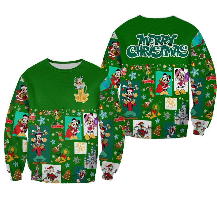 Pluto Dog Pattern Xmas Green 2022 Christmas Disney Graphic Cartoon 3D Sweater Pluto Dog Pattern Xmas Green 2022 Christmas Disney Graphic Cartoon 3D Sweater
