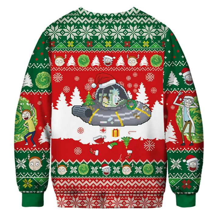 Rick And Morty UFO Christmas Ugly Sweater Rick And Morty UFO Christmas Ugly Sweater