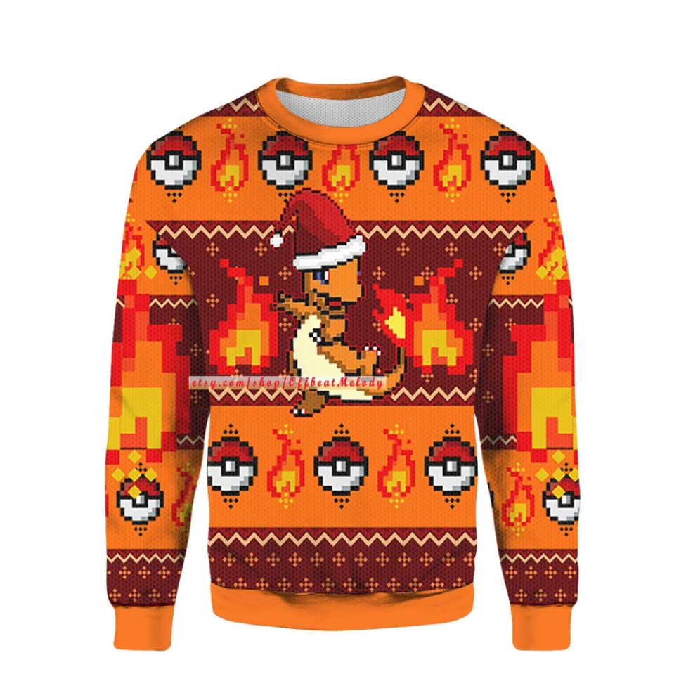 Santa Charmander Christmas Ugly Sweater Santa Charmander Christmas Ugly Sweater