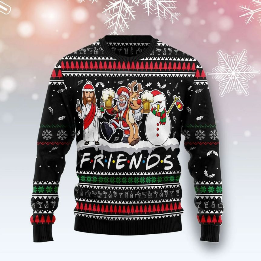Santa Claus Jesus Friend of Ugly Christmas 3D Sweater Santa Claus Jesus Friend of Ugly Christmas 3D Sweater