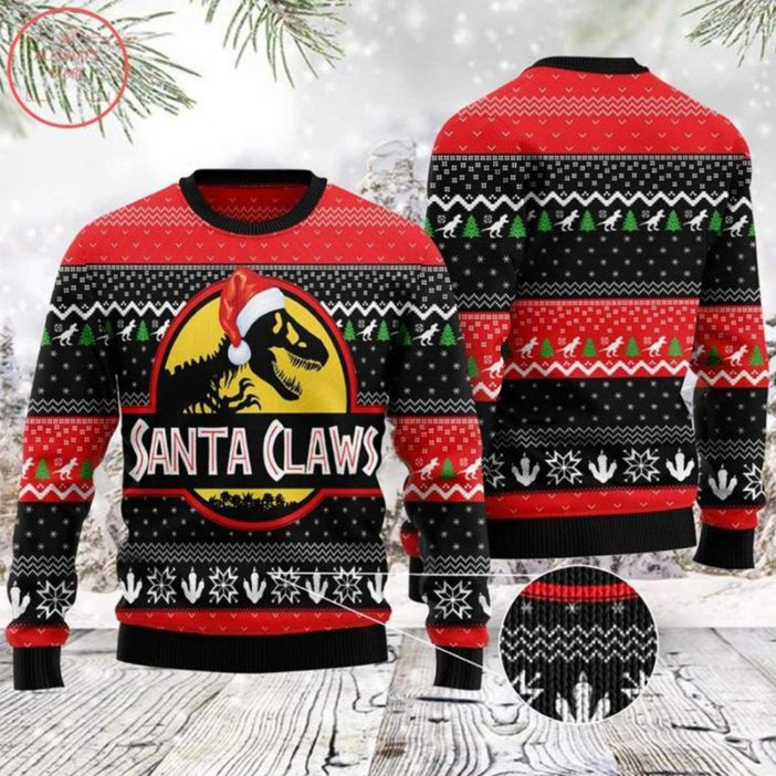 Santa Claws T-rex Ugly Christmas Sweater Santa Claws T-rex Ugly Christmas Sweater