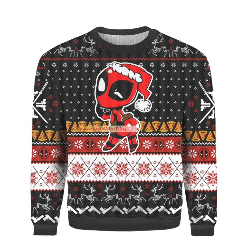 Santa Deadpool Kiss My Ass Ugly Xmas Sweater Santa Deadpool Kiss My Ass Ugly Xmas Sweater