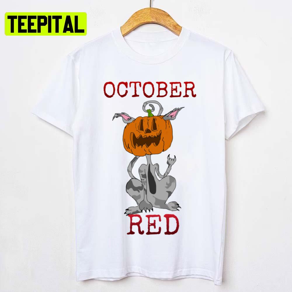 Scary Pumpkin October Red Unisex T-Shirt Scary Pumpkin October Red Unisex T-Shirt