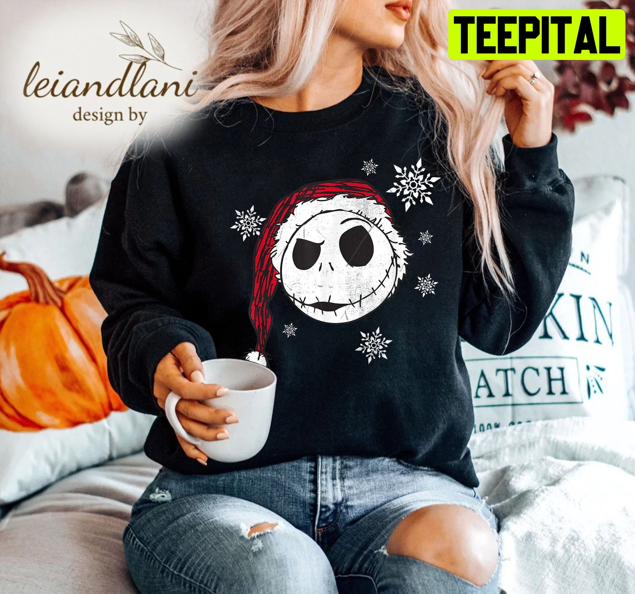 Snowflake Holiday Jack Sally Nightmare Before Christmas Sweatshirt Snowflake Holiday Jack Sally Nightmare Before Christmas Sweatshirt