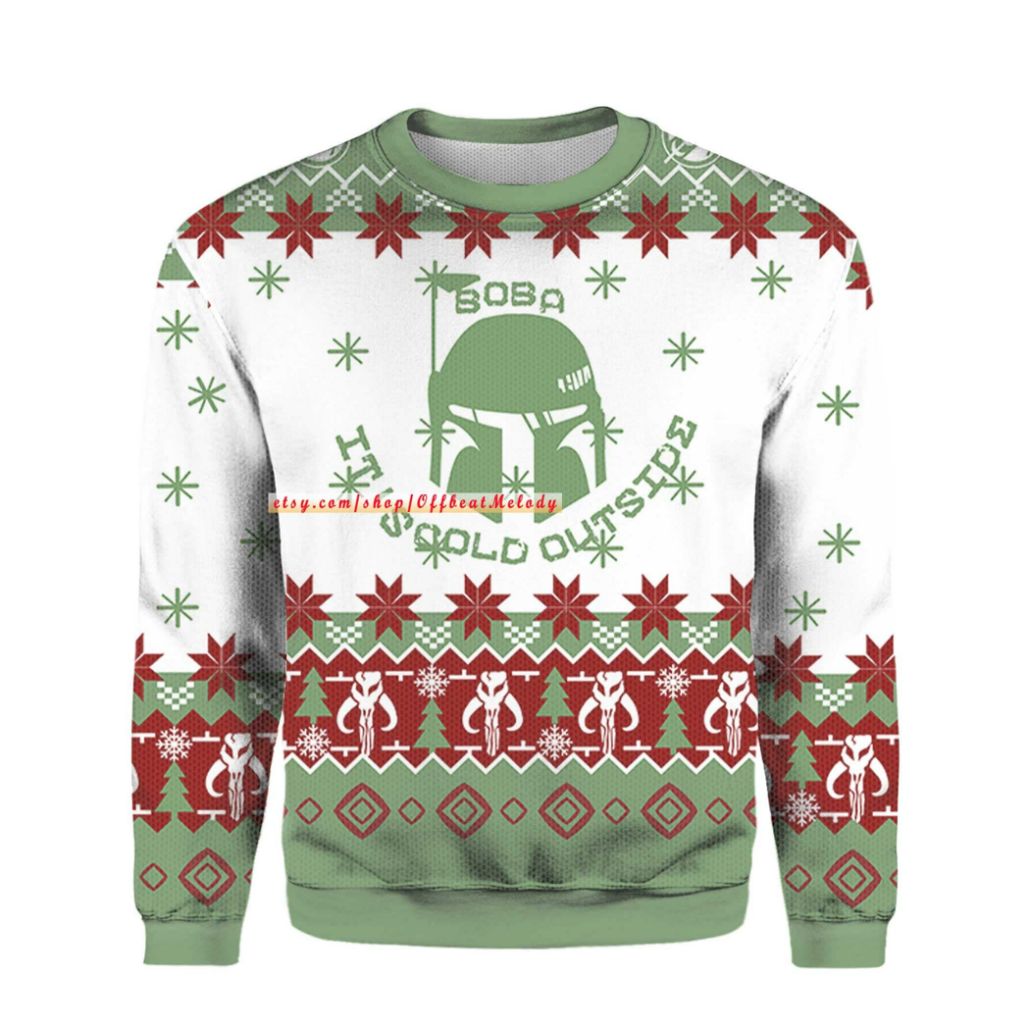 Star Wars Boba Fett Boba Its Cold Outside Christmas Ugly Sweater Star Wars Boba Fett Boba Its Cold Outside Christmas Ugly Sweater