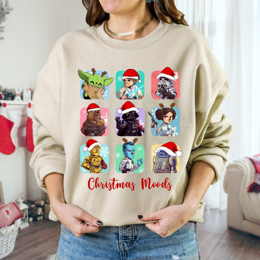 Star Wars Characters Christmas Moods Sweatshirt Star Wars Characters Christmas Moods Sweatshirt