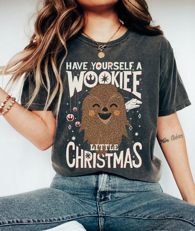 Star Wars Wookiee Little Christmas Sketched T-Shirt Star Wars Wookiee Little Christmas Sketched T-Shirt