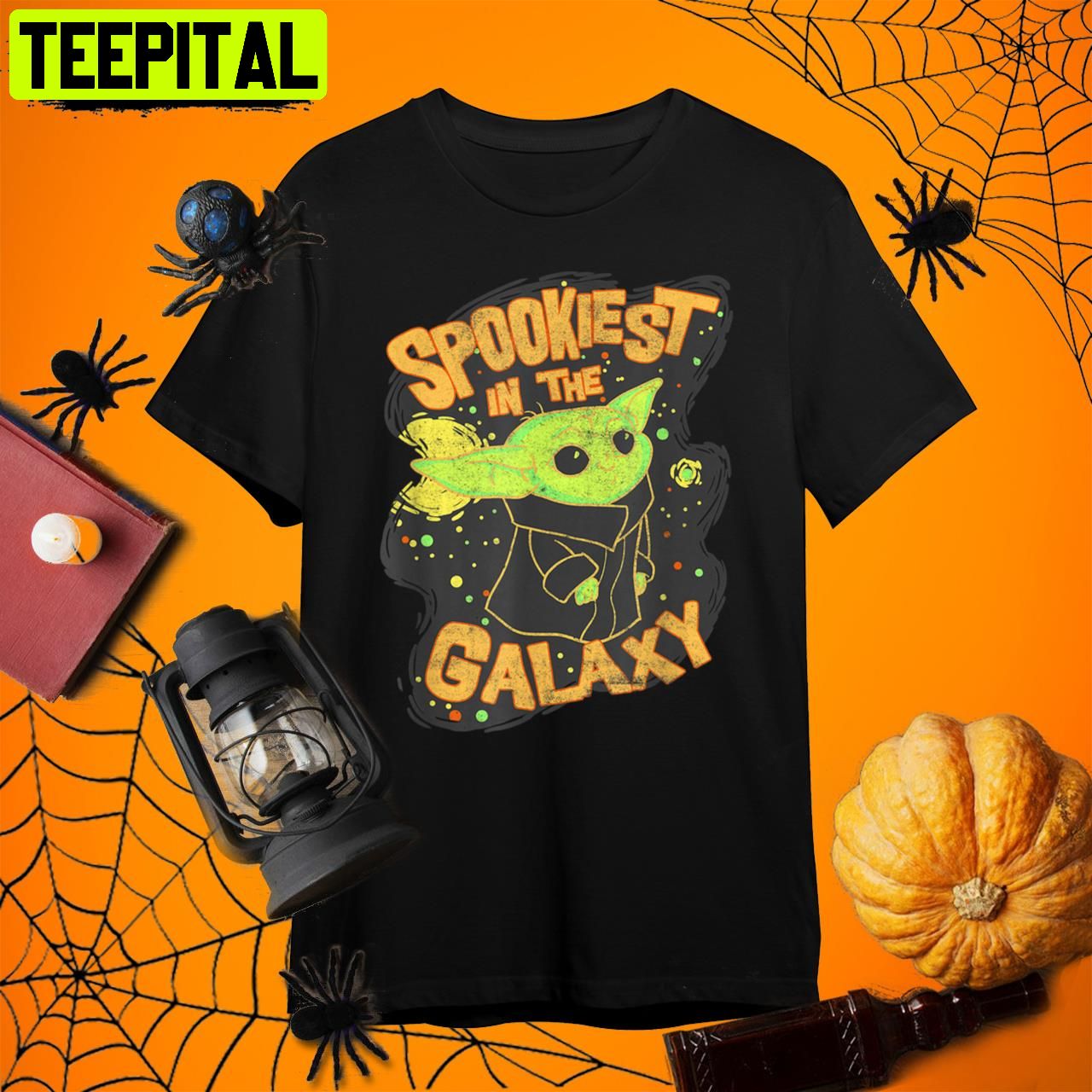 The Mandalorian Grogu Halloween Spookiest Galaxy Retro Art Unisex T-Shirt The Mandalorian Grogu Halloween Spookiest Galaxy Retro Art Unisex T-Shirt