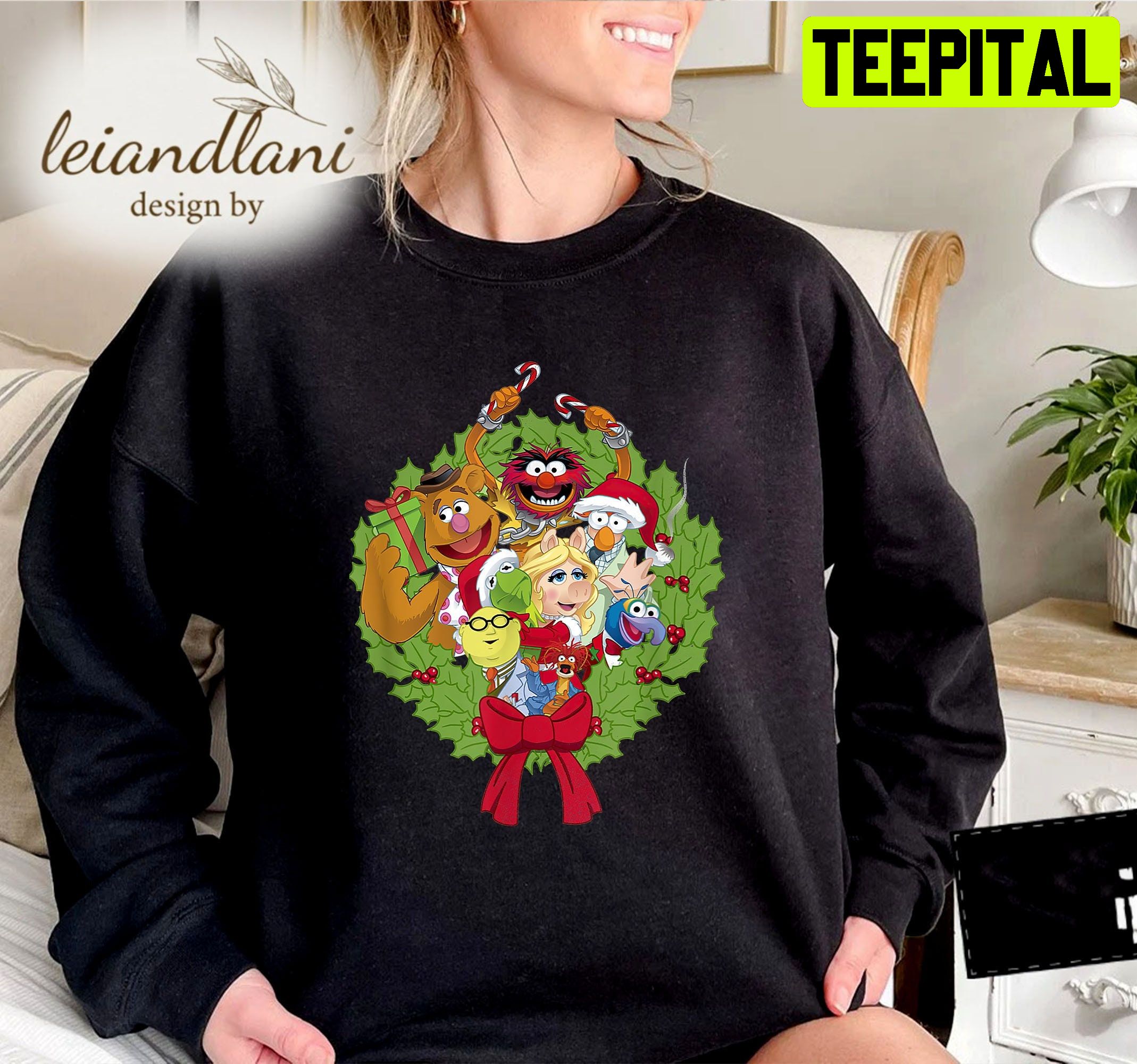 The Muppets Muppet Group Wreath Kid Christmas Sweatshirt The Muppets Muppet Group Wreath Kid Christmas Sweatshirt