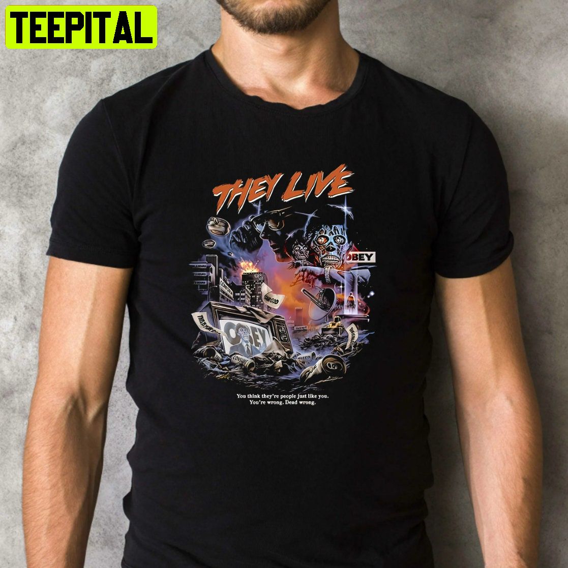 They Live 1988 Obey Scary Movie Retro Design T-Shirt They Live 1988 Obey Scary Movie Retro Design T-Shirt
