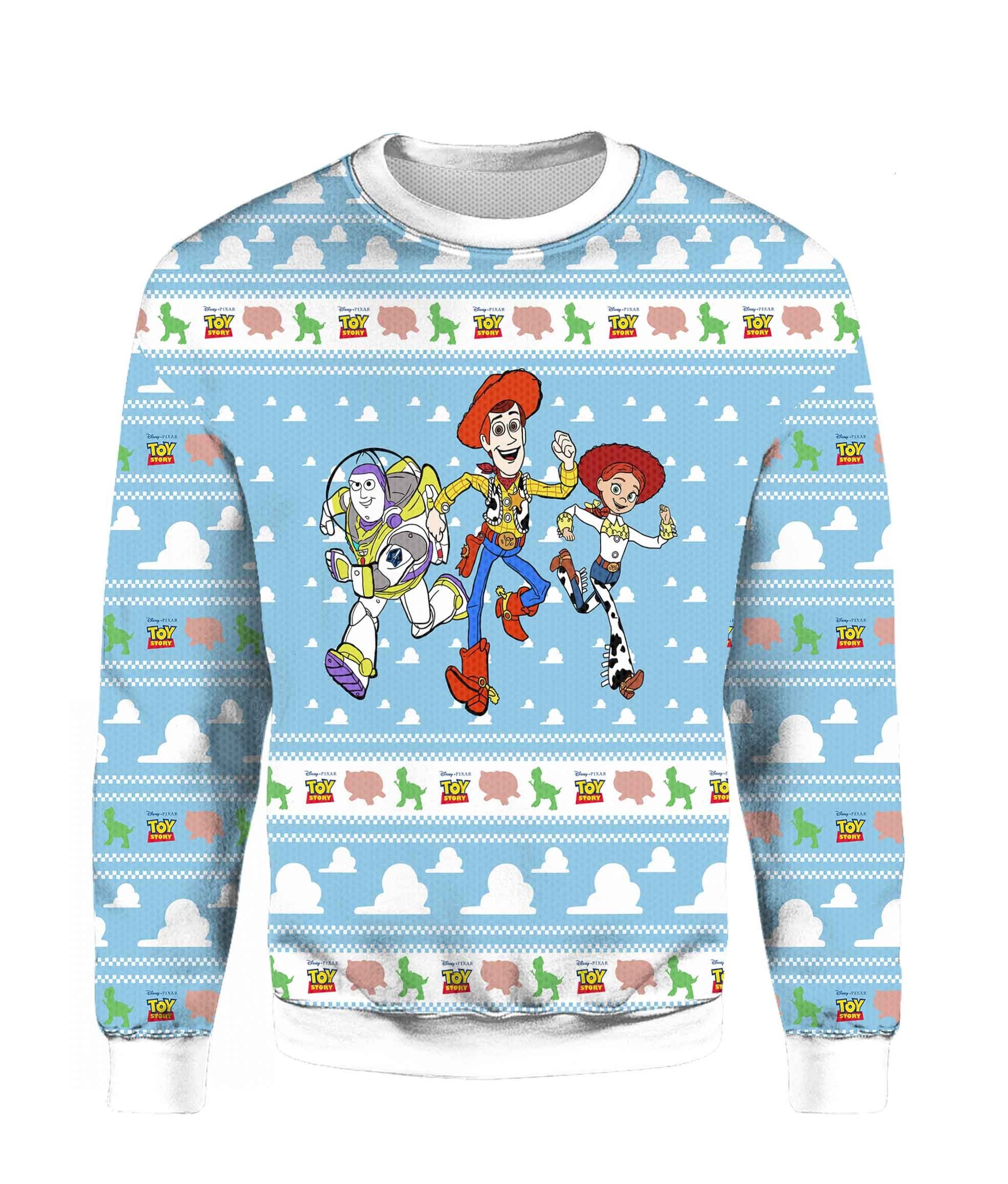 Toy Story Light Blue Ugly 3D Christmas Sweater Toy Story Light Blue Ugly 3D Christmas Sweater