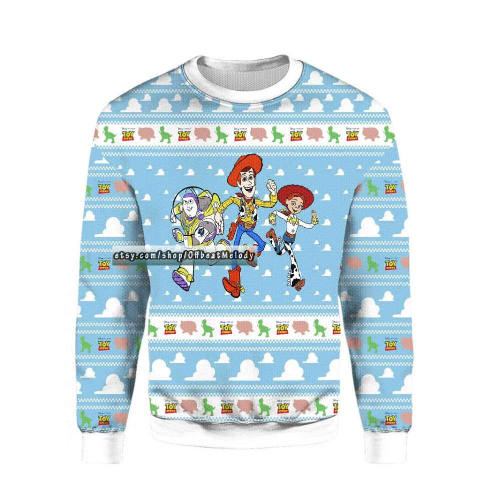 Toy Story Light Blue Ugly Christmas Sweater Toy Story Light Blue Ugly Christmas Sweater