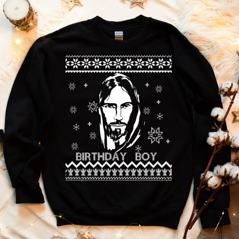 Ugly Birthday Boy Jesus Christmas Sweatshirt Ugly Birthday Boy Jesus Christmas Sweatshirt