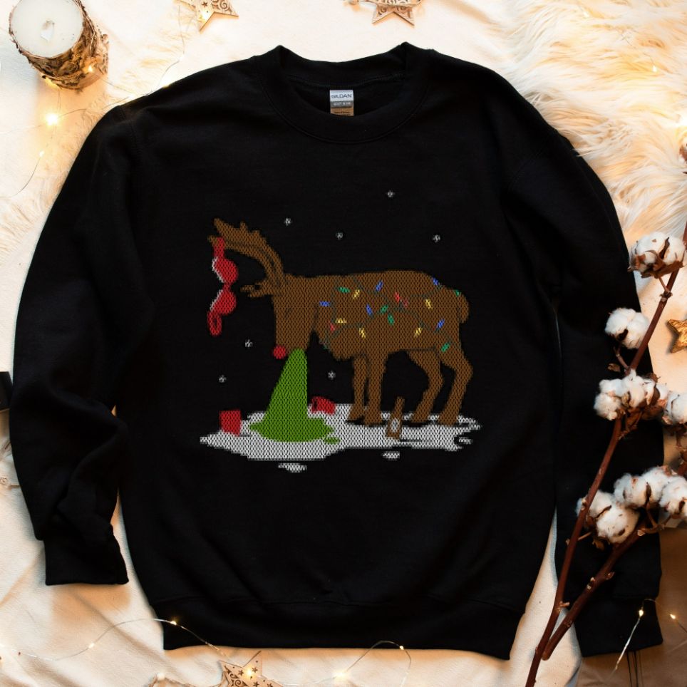 Ugly Pooping Reindeer Christmas Sweatshirt Ugly Pooping Reindeer Christmas Sweatshirt