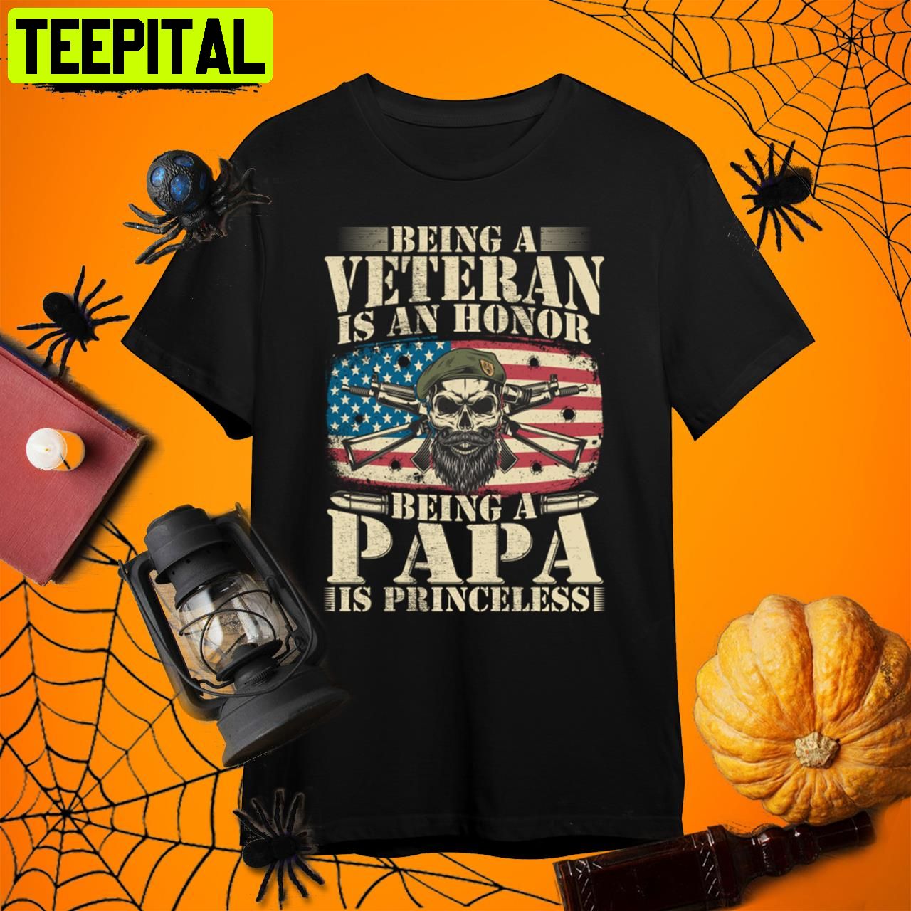 Veteran Dad American Flag And Skeleton Halloween Veteran Retro Art Unisex T-Shirt Veteran Dad American Flag And Skeleton Halloween Veteran Retro Art Unisex T-Shirt