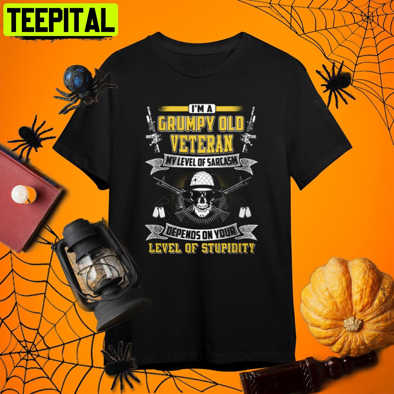 Veteran Grumpy Old Level Of Stupid Halloween Retro Art Unisex T-Shirt Veteran Grumpy Old Level Of Stupid Halloween Retro Art Unisex T-Shirt