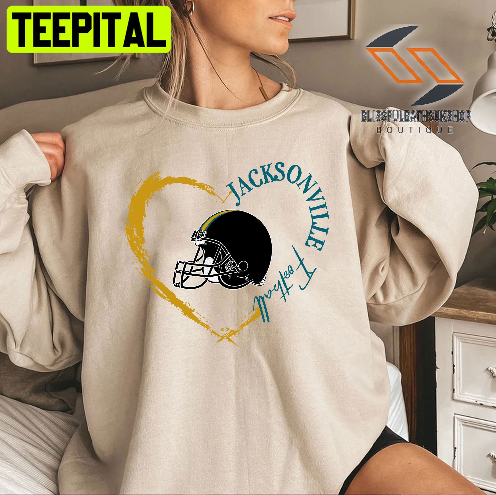 Vintage Jacksonville Football Heart Style Unisex Sweatshirt Vintage Jacksonville Football Heart Style Unisex Sweatshirt