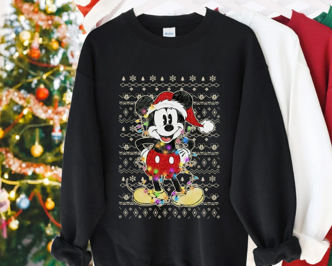 Vintage Mickey Mouse Christmas Lights Ugly Sweatshirt Vintage Mickey Mouse Christmas Lights Ugly Sweatshirt