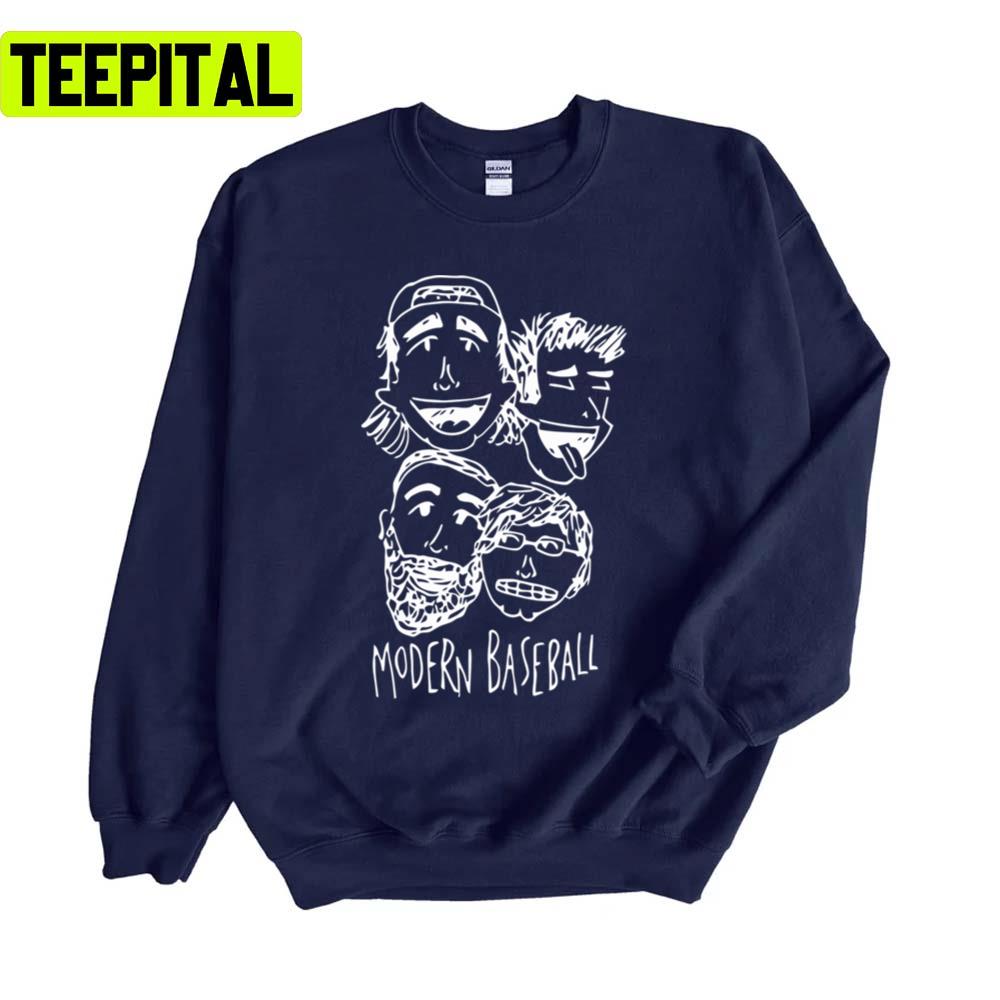 White Lineart Modern Baseball Unisex Sweatshirt White Lineart Modern Baseball Unisex Sweatshirt