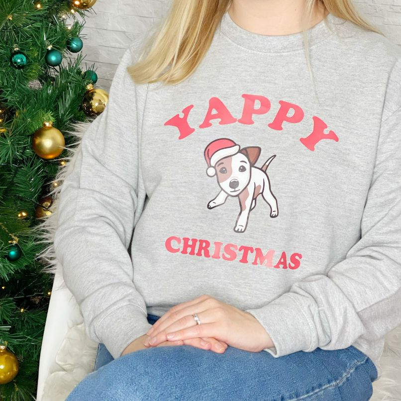 Yappy Christmas Cute Dog Christmas Sweatshirt Yappy Christmas Cute Dog Christmas Sweatshirt
