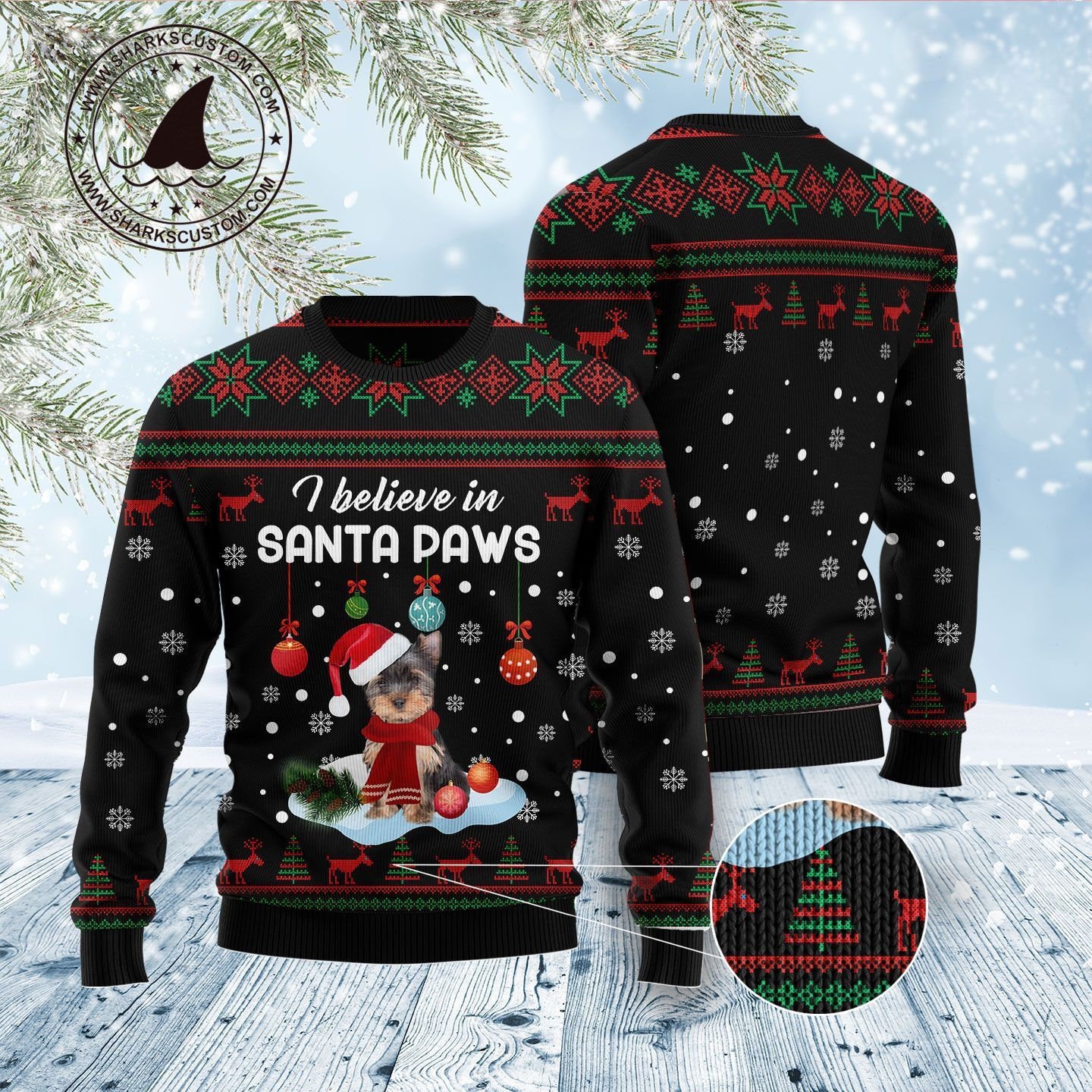 Yorkshire Terrier Santa Paw Unisex Christmas 3D Sweater Yorkshire Terrier Santa Paw Unisex Christmas 3D Sweater