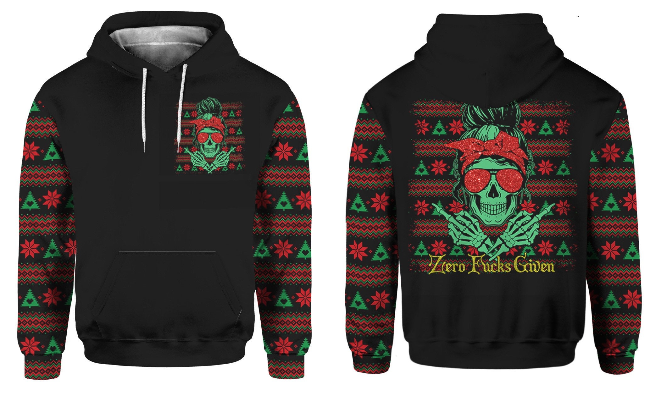 Zero F Given Funny Skull Christmas Xmas 3D Hoodie Zero F Given Funny Skull Christmas Xmas 3D Hoodie