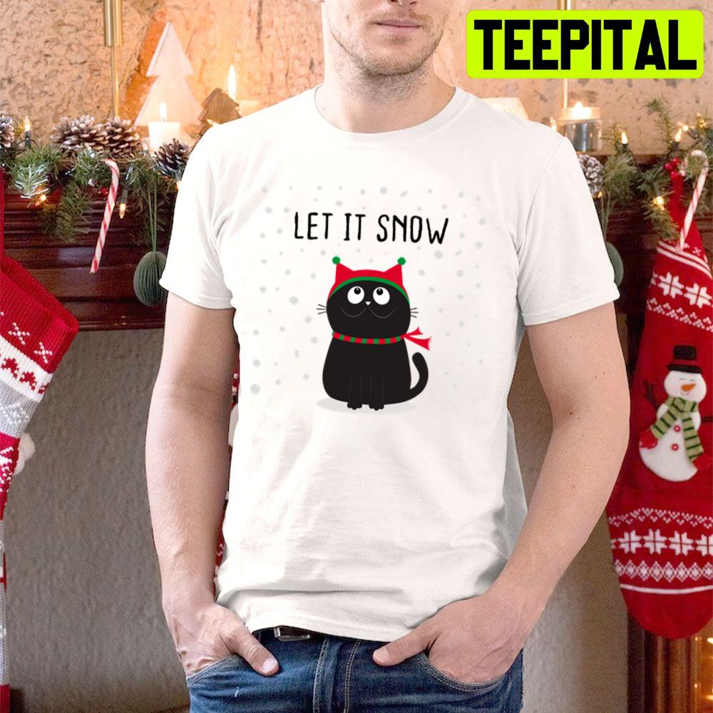 Cute Black Cat Let It Snow Merry Xmas Christmas Trending Unisex Hoodie Cute Black Cat Let It Snow Merry Xmas Christmas Trending Unisex Hoodie