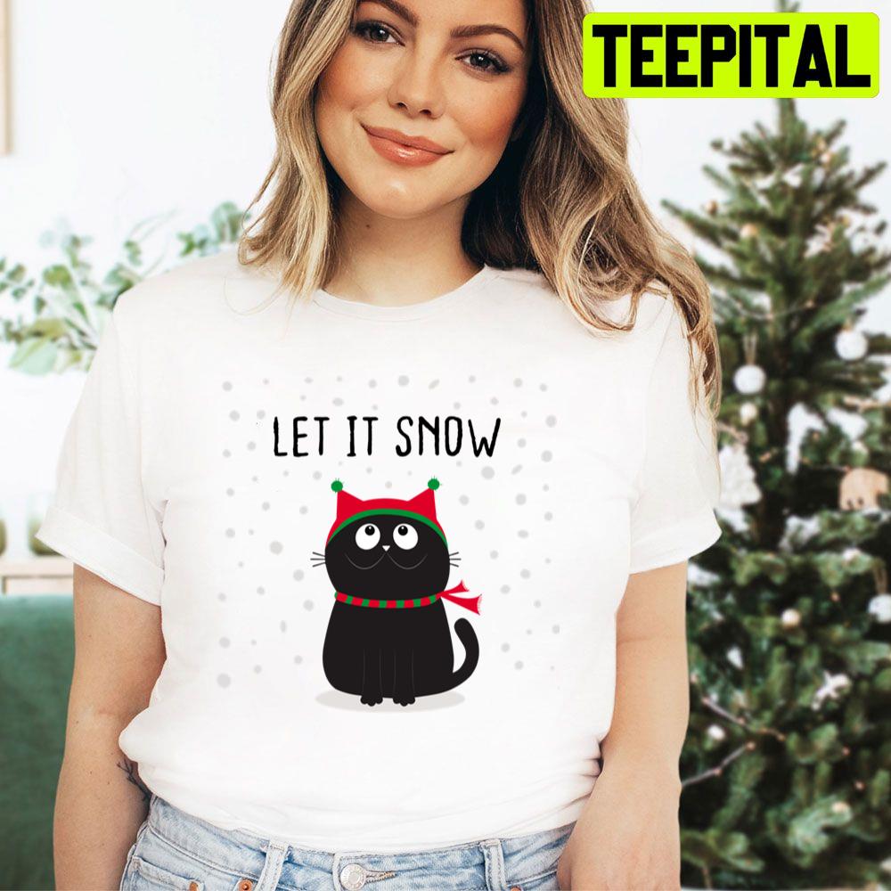 Cute Black Cat Let It Snow Merry Xmas Christmas Trending Unisex Hoodie Cute Black Cat Let It Snow Merry Xmas Christmas Trending Unisex Hoodie