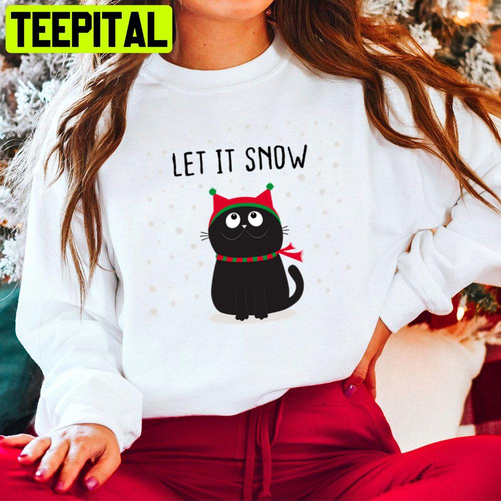 Cute Black Cat Let It Snow Merry Xmas Christmas Trending Unisex Hoodie Cute Black Cat Let It Snow Merry Xmas Christmas Trending Unisex Hoodie