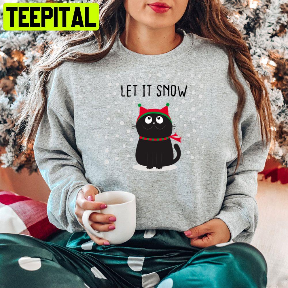 Cute Black Cat Let It Snow Merry Xmas Christmas Trending Unisex Hoodie Cute Black Cat Let It Snow Merry Xmas Christmas Trending Unisex Hoodie