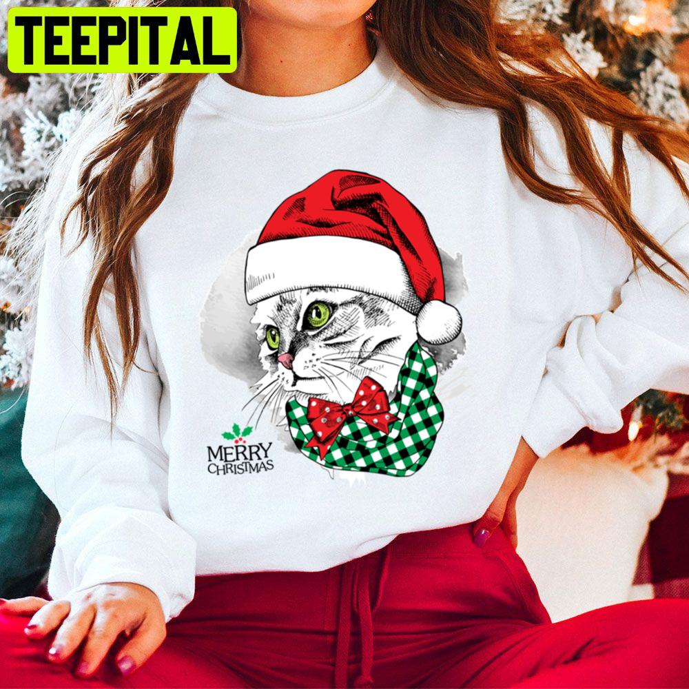 Cute Cat Merry Christmas Trending Unisex Hoodie Cute Cat Merry Christmas Trending Unisex Hoodie