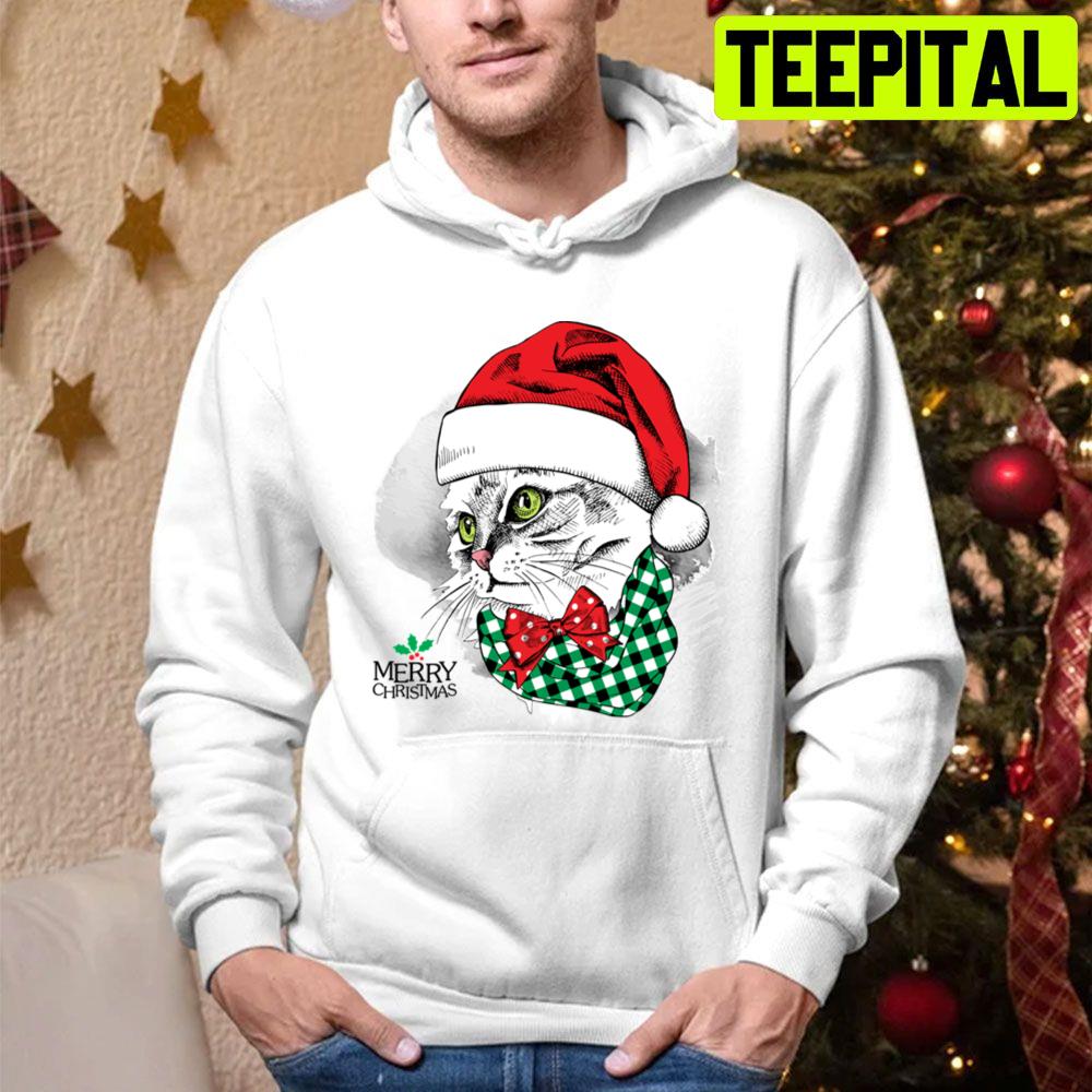 Cute Cat Merry Christmas Trending Unisex Hoodie Cute Cat Merry Christmas Trending Unisex Hoodie