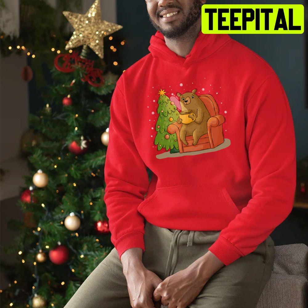 Festive Bear Drink Coffee Christmas Trending Unisex Sweatshirt Festive Bear Drink Coffee Christmas Trending Unisex Sweatshirt