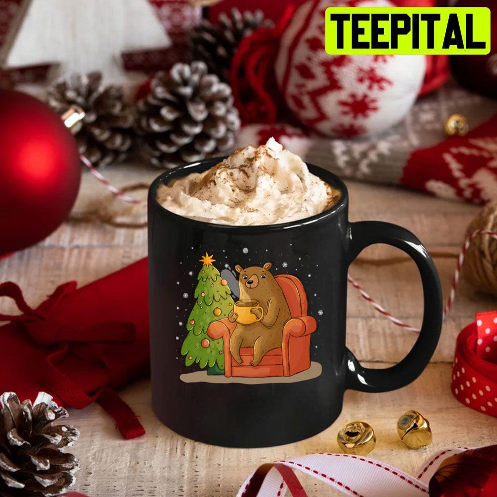 Festive Bear Drink Coffee Christmas Trending Unisex Sweatshirt Festive Bear Drink Coffee Christmas Trending Unisex Sweatshirt