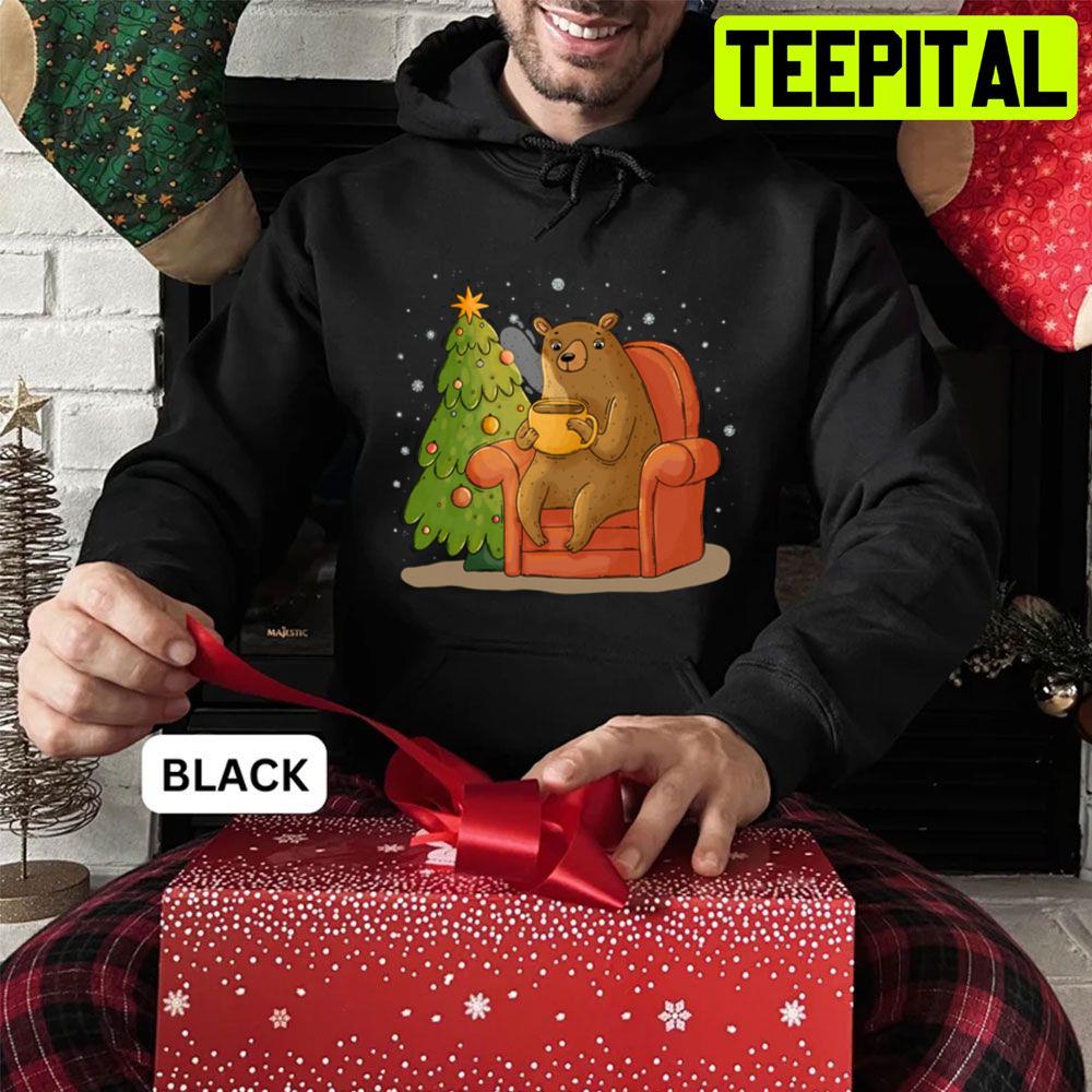 Festive Bear Drink Coffee Christmas Trending Unisex Sweatshirt Festive Bear Drink Coffee Christmas Trending Unisex Sweatshirt