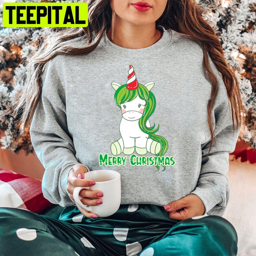 Merry Christmas Green Unicorn Trending Unisex Hoodie Merry Christmas Green Unicorn Trending Unisex Hoodie