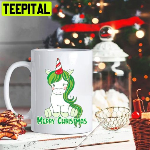 Merry Christmas Green Unicorn Trending Unisex Hoodie
