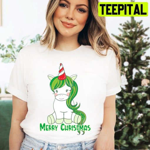 Merry Christmas Green Unicorn Trending Unisex Hoodie