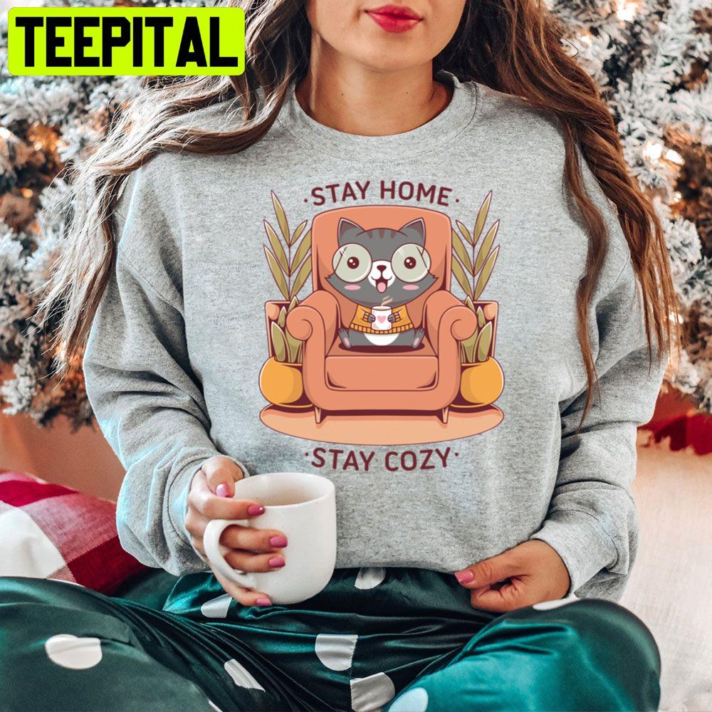 Stay Home Stay Cozy Cute Cat Fall Season Trending Unisex Hoodie Stay Home Stay Cozy Cute Cat Fall Season Trending Unisex Hoodie
