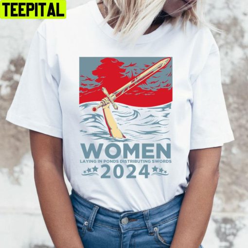 Women Laying In Ponds Distributing Swords 2024 Trending Unisex T-Shirt