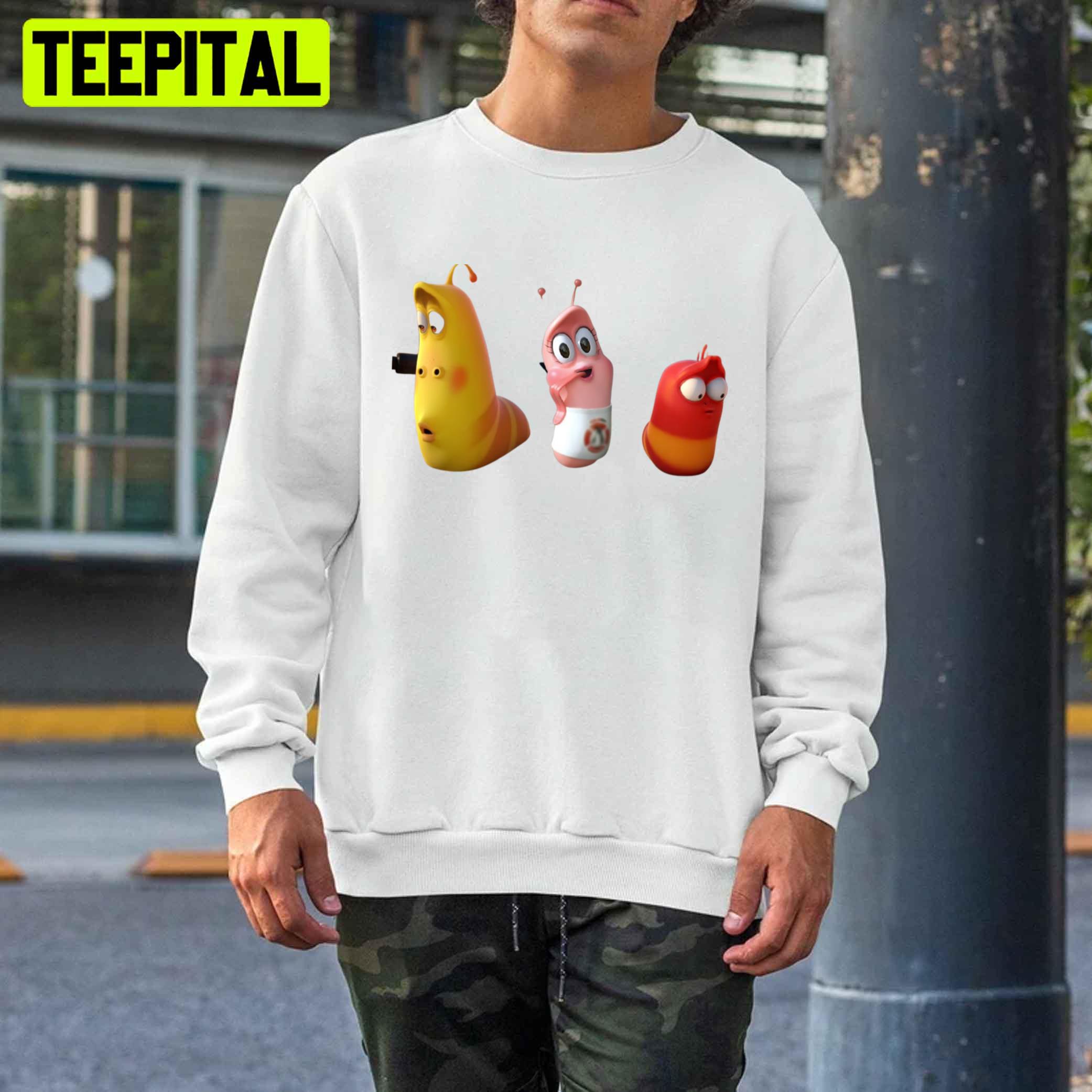 Yellow Pink And Red Larva Cartoon Trending Unisex T-Shirt Yellow Pink And Red Larva Cartoon Trending Unisex T-Shirt